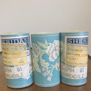 Vintage Sheridan Chippendale Wallpaper Border – Blue Floral – 3 Rolls